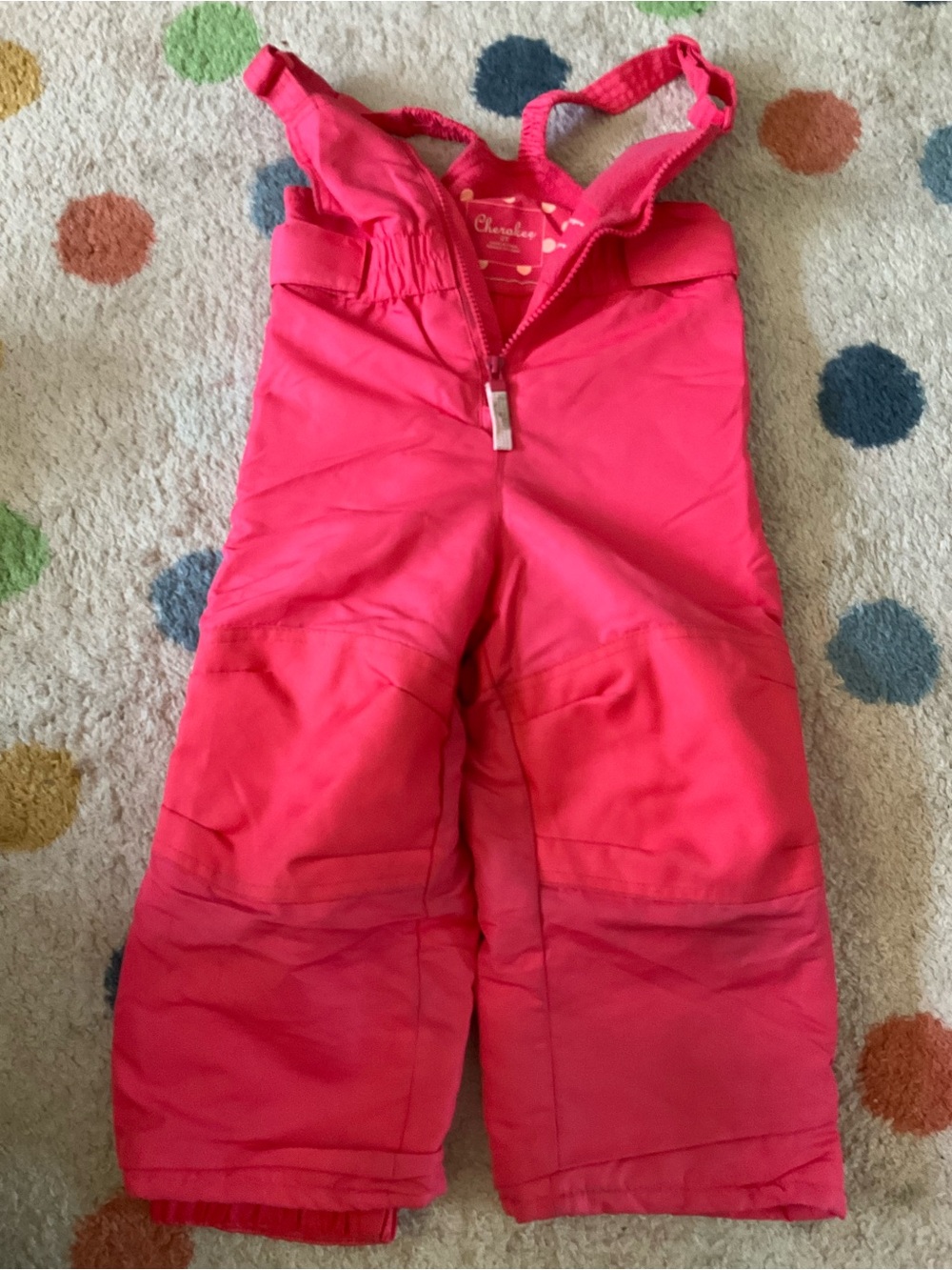 Cherokee Bright Hot Pink Kids Snow Overalls